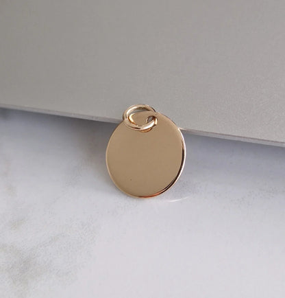 Blank 14K 585 solid gold initial disc pendant by Lucche