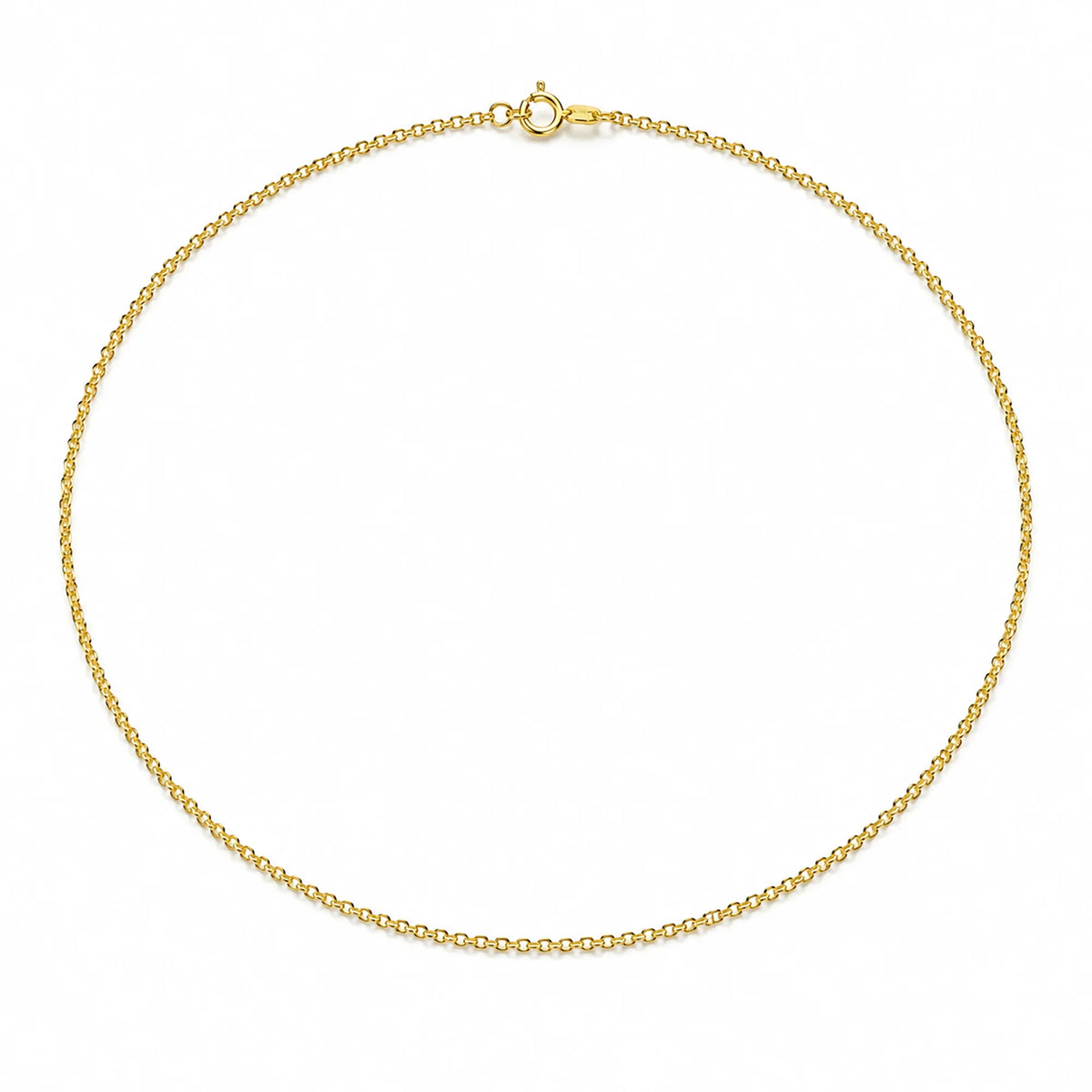 Solid 14K gold delicate chain necklace by Lucche on a white background