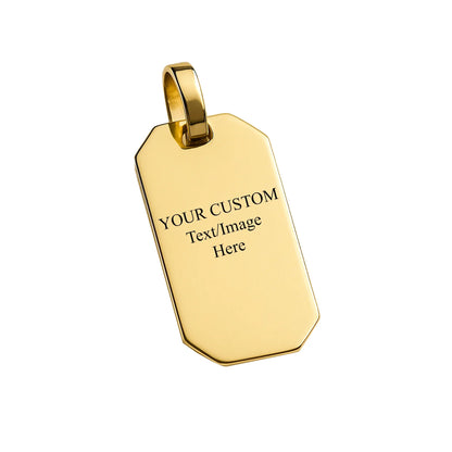 LuccheGold 14K solid gold personalized rectangle pendant with custom text engraving
